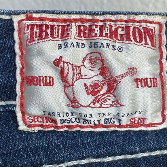 True Religion Disco Billy Big T Jeans Women's Size 28 Bootcut Dark Wash USA Made - Picture 11 of 14